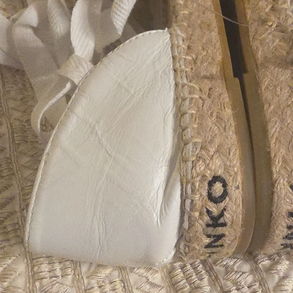Pinko White Lace Espadrille with Jute Logo Sole and Ankle Ribbon
